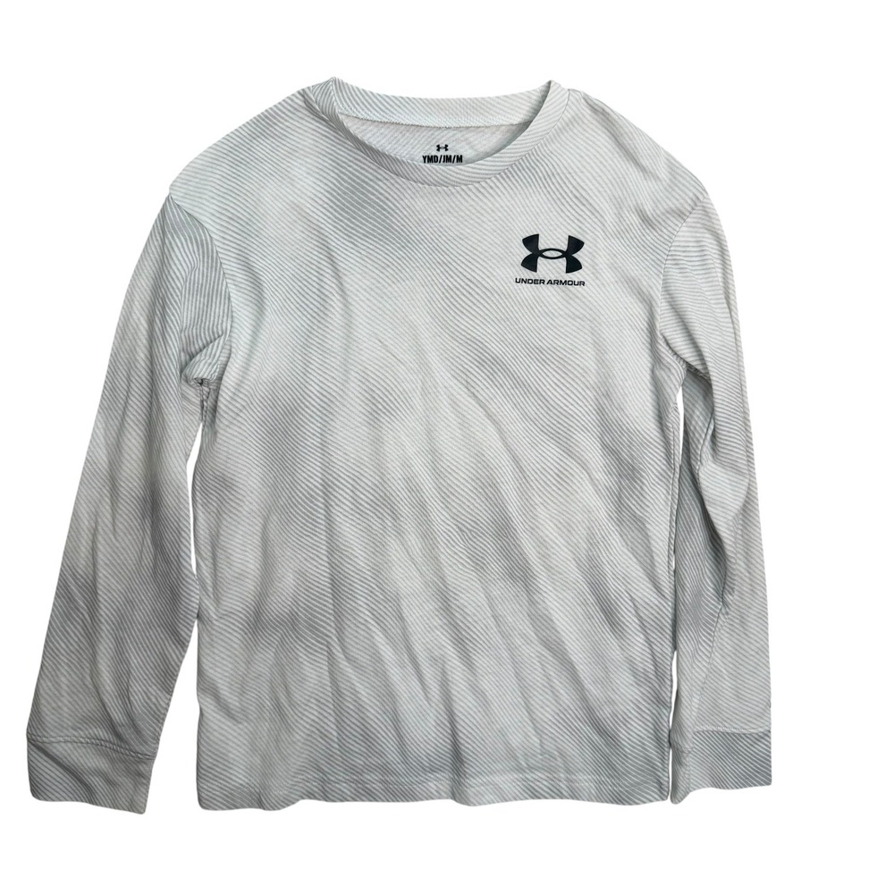 Under Armour Youth Medium Long‎ Sleeve Shirt Loose Fit Gray White